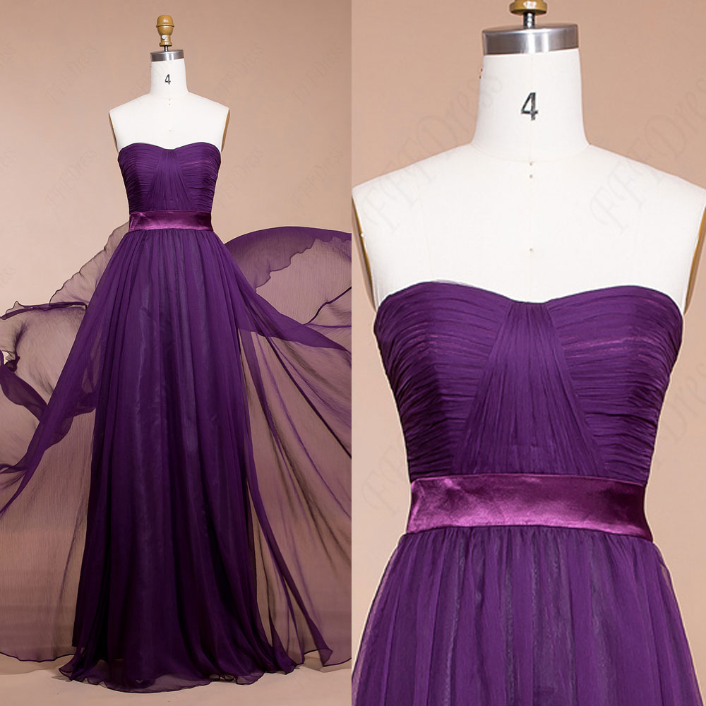 Purple Long Chiffon Prom Dresses Purple Bridesmaid Dresses Maid Of Honor Dresses Formal 1089